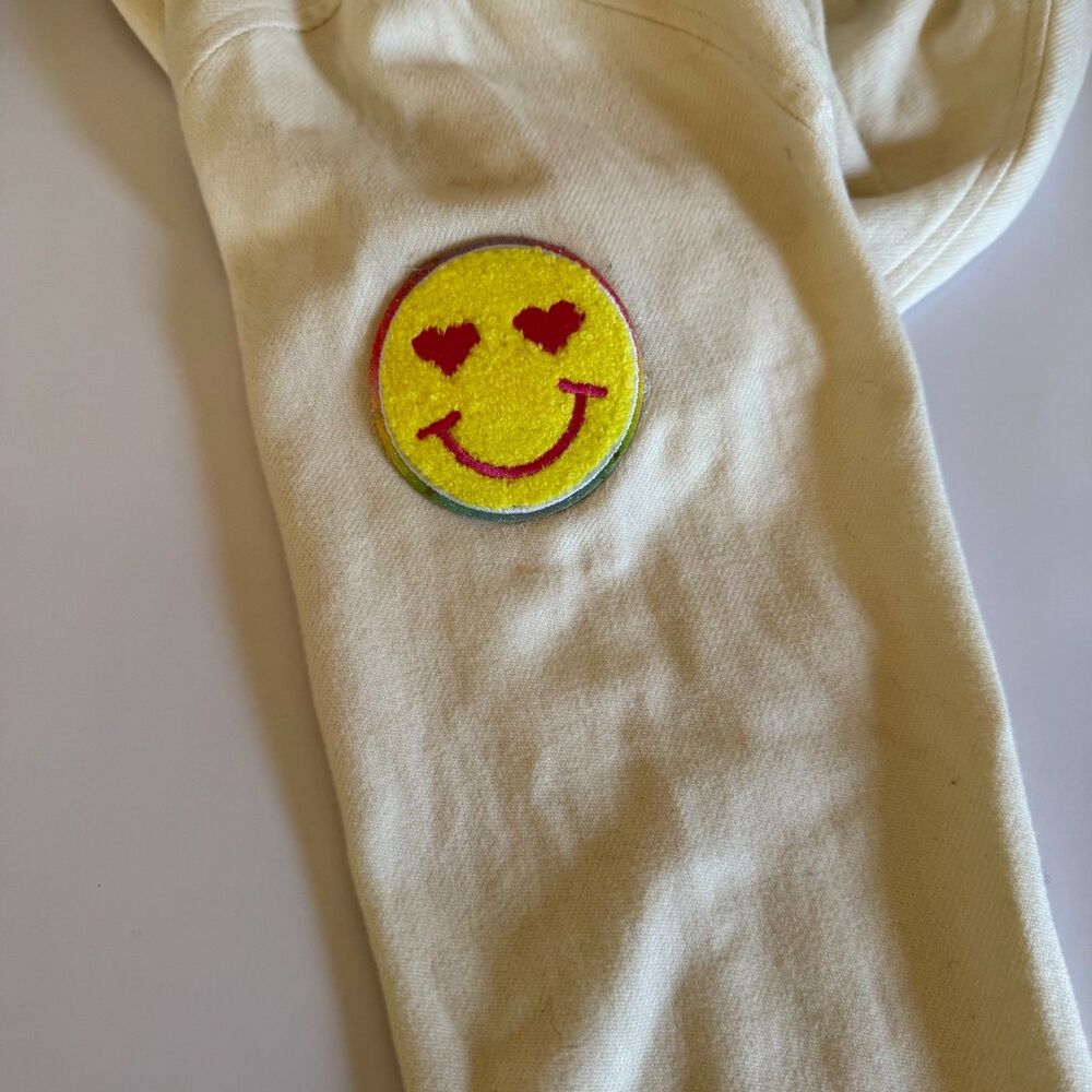 Patagonia Worn Wear Organic Cotton Cream Flannel Shirt Smiley Patch Womens M - Picture 12 of 16